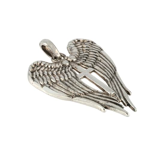 12 Pack: Silver Metal Wings & Cross Pendant by Bead Landing™
